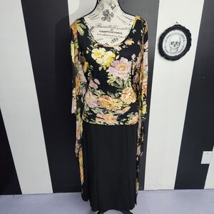 Alberto Makali Black and Yellow Floral Blouse